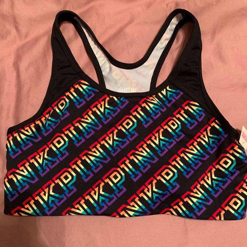 NEW Pink- Victoria Secret rainbow sports bra